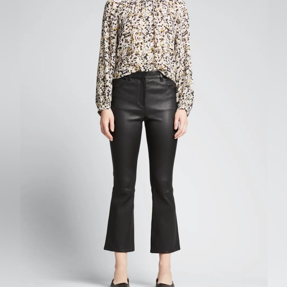 Theory black leather pants